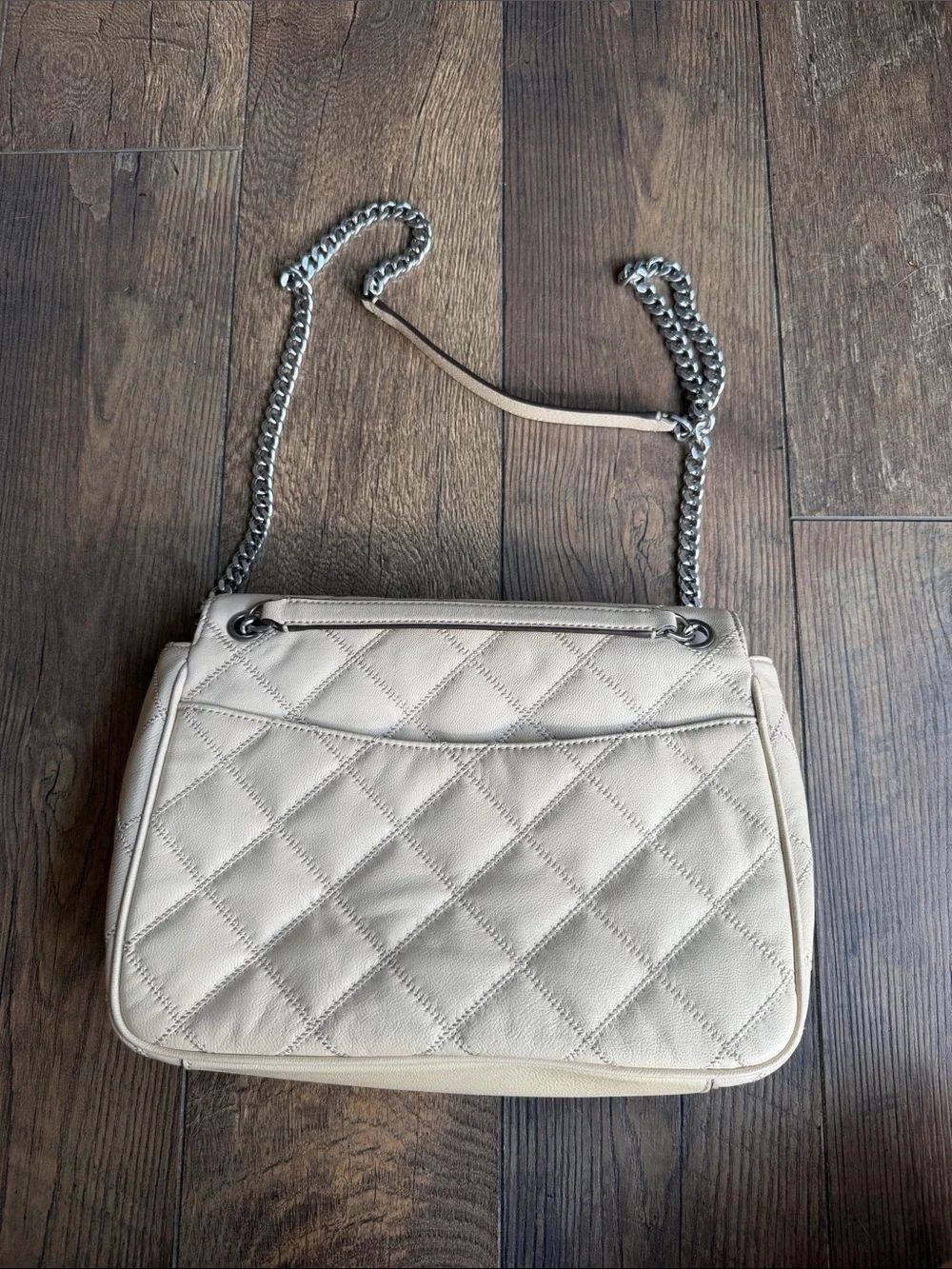 Tory Burch Quilted Cream Shoulder Bag with Chain Strap